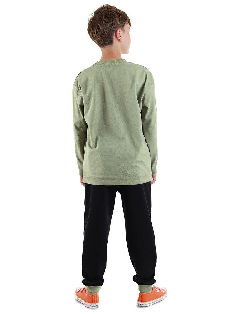 Denokids Tiger Boy Khaki T-shirt Pants Set - Image 2